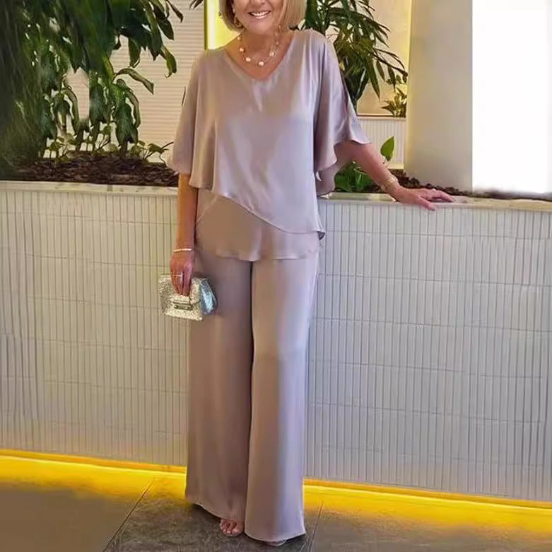 Martha | Elegante Conjunto de Dos Piezas con Pierna Ancha.