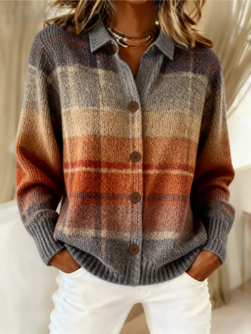 Edith | Cardigan a Quadri Ombre d'Autunno