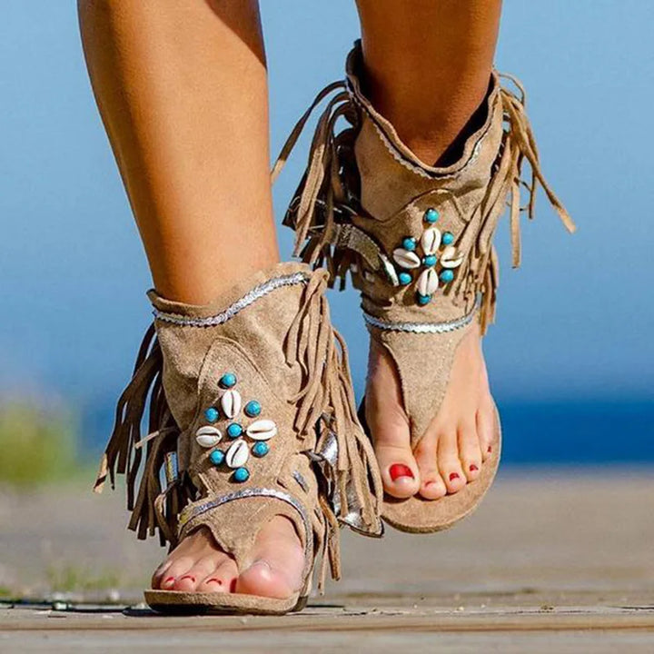 Victoria™ - Sandalias Boho Retro con Flecos