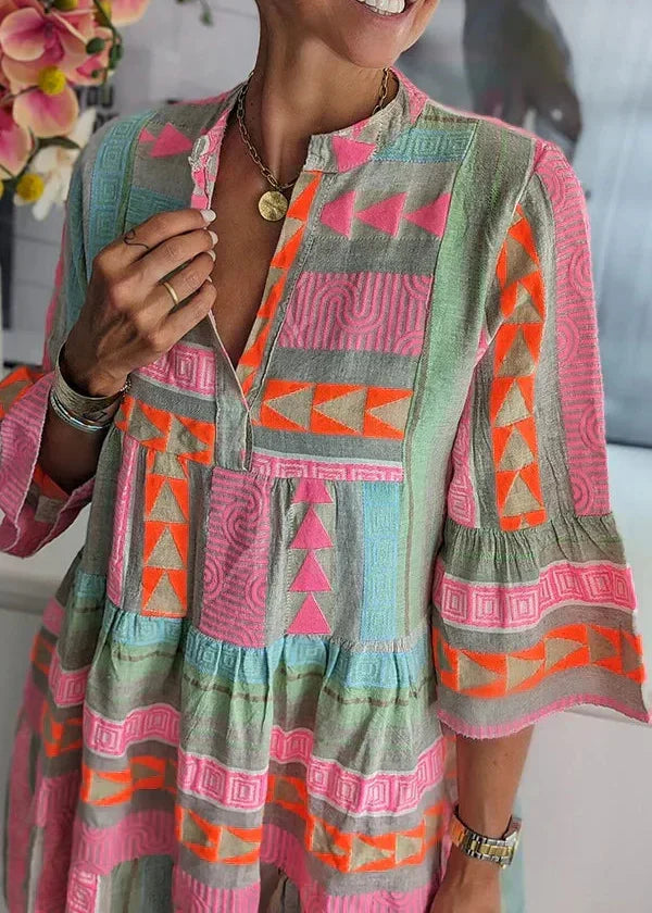 Ava - Vestido de Verano de Cáñamo con Escote en V Chic