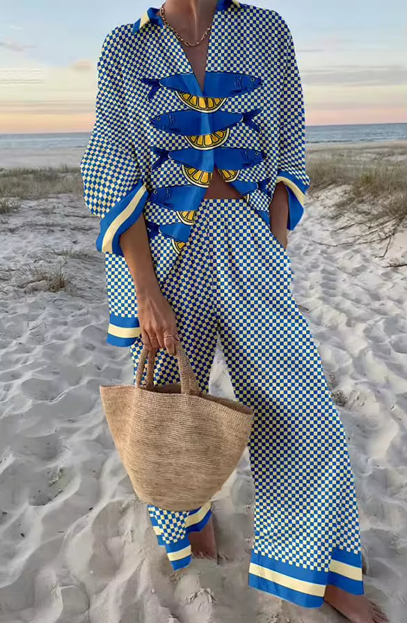 Linda | Elegante Conjunto de Verano de Dos Piezas con Estampado Suelto