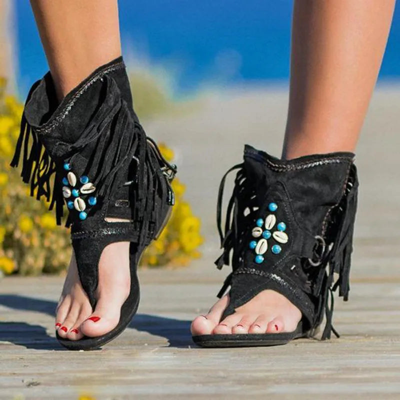 Victoria™ - Sandalias Boho Retro con Flecos