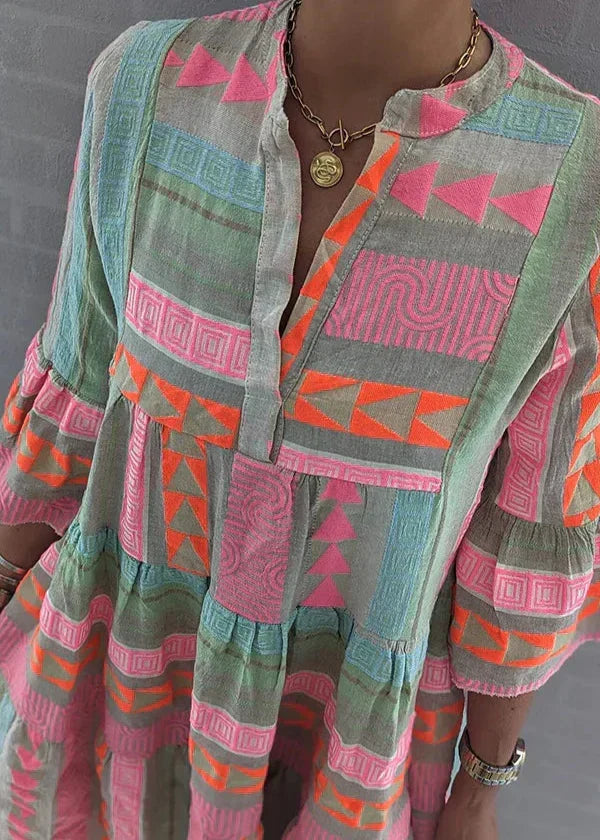 Ava - Vestido de Verano de Cáñamo con Escote en V Chic