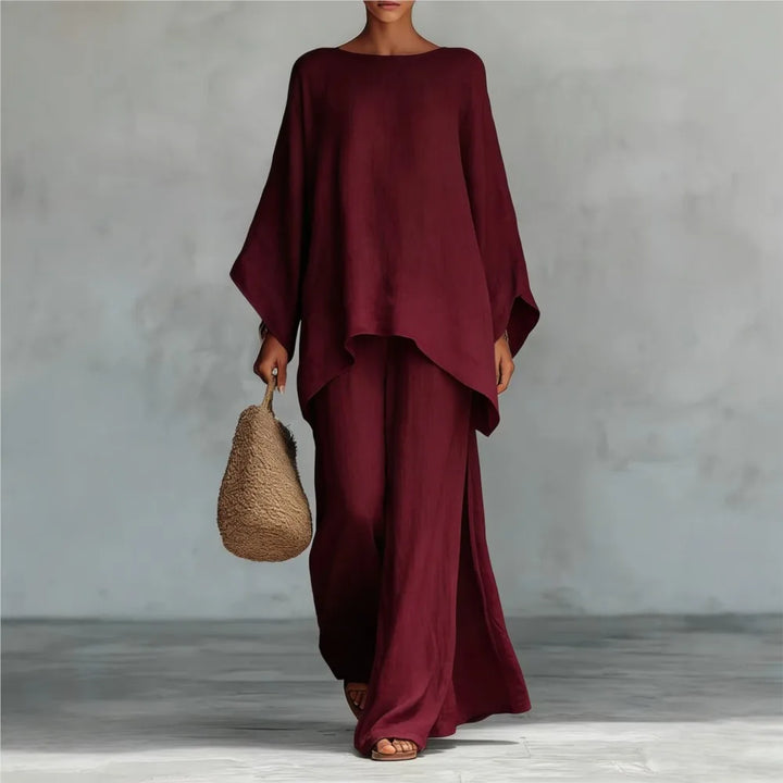 Lovina | Conjunto de Pantalones de Lino de Pierna Ancha con Mangas Largas