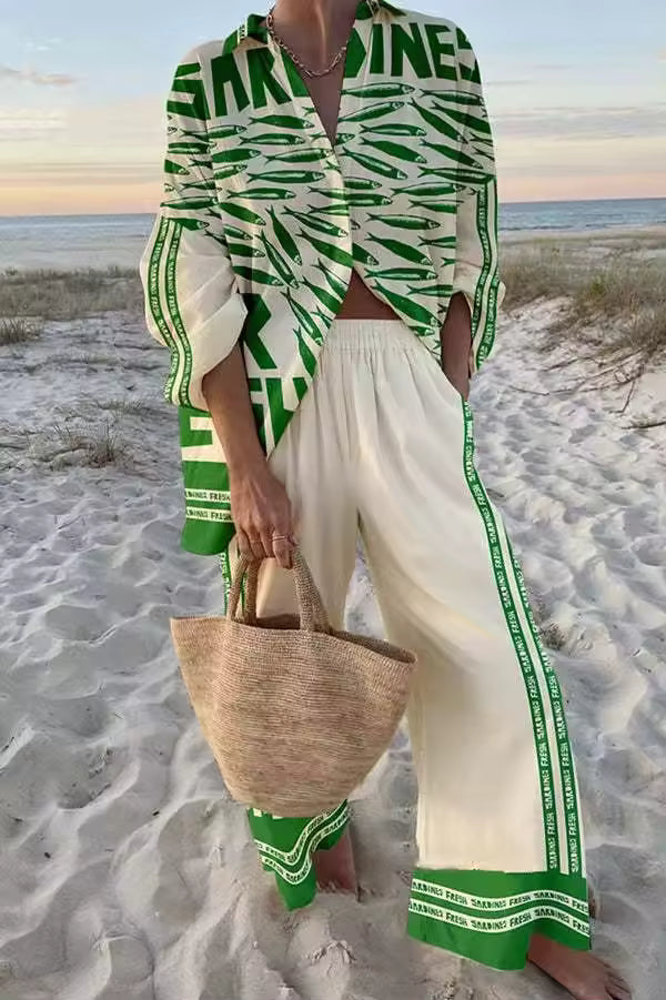 Linda | Elegante Conjunto de Verano de Dos Piezas con Estampado Suelto