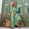 Mabel - Vestido Geométrico Estampado con Longitud Asimétrica