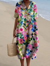 Margaret - Vibrant Floral Garden Print Flowy Summer Dress