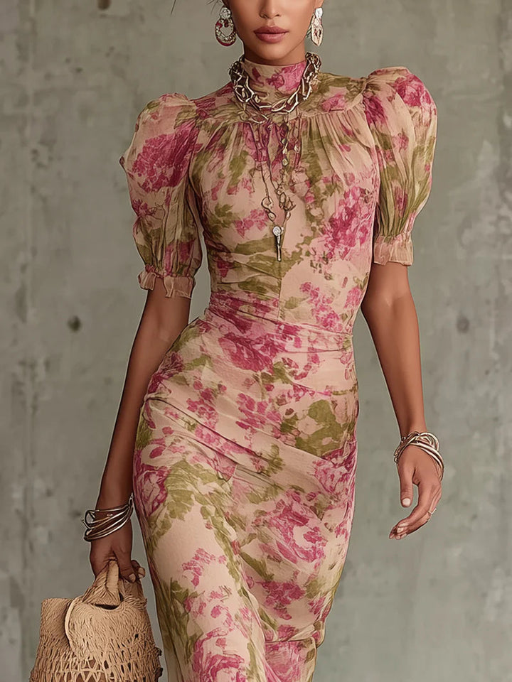 Rosalie™ | Vestido Maxi con Estampado de Rosa Vintage