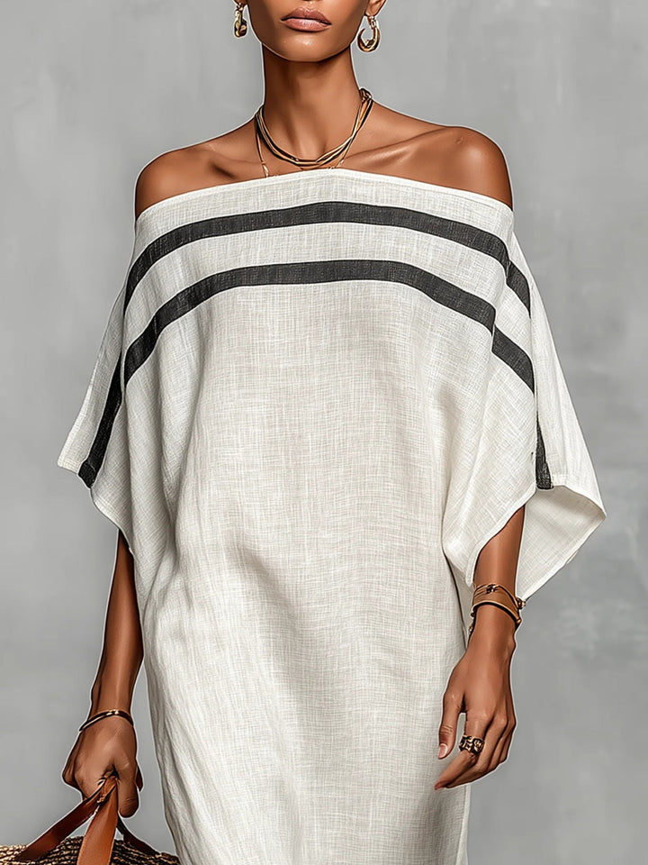 Aveline™ | Vestido Maxi Off-Shoulder con Mangas Murciélago