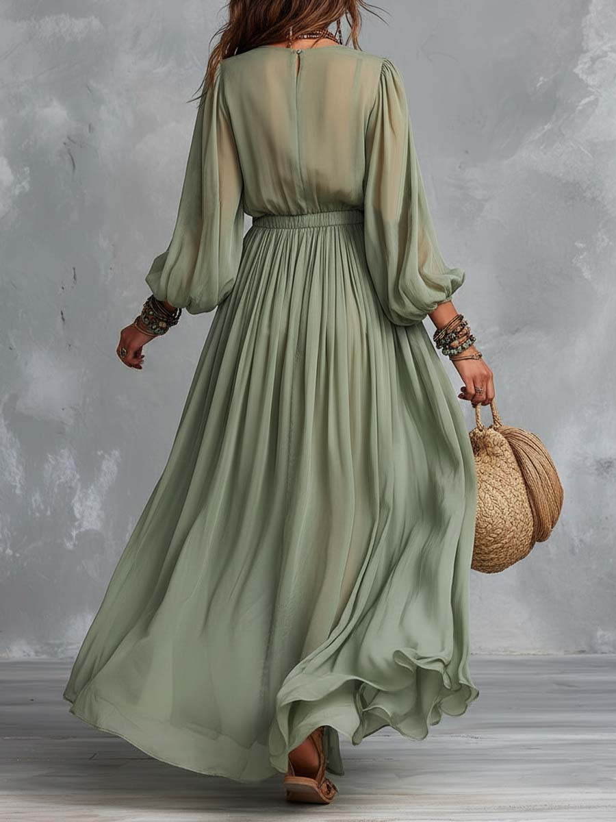 Élodine™ | Vestido Maxi Bohemio con Estampado Floral