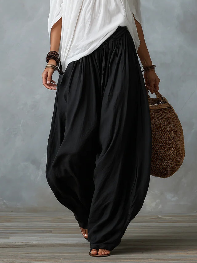 Completo Top Bianco Off-the-shoulder e Pantaloni Lantern Larghi