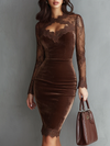 Aurélia™ | Vestido Mini de Terciopelo con Mangas de Encaje