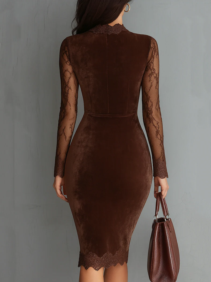 Aurélia™ | Vestido Mini de Terciopelo con Mangas de Encaje