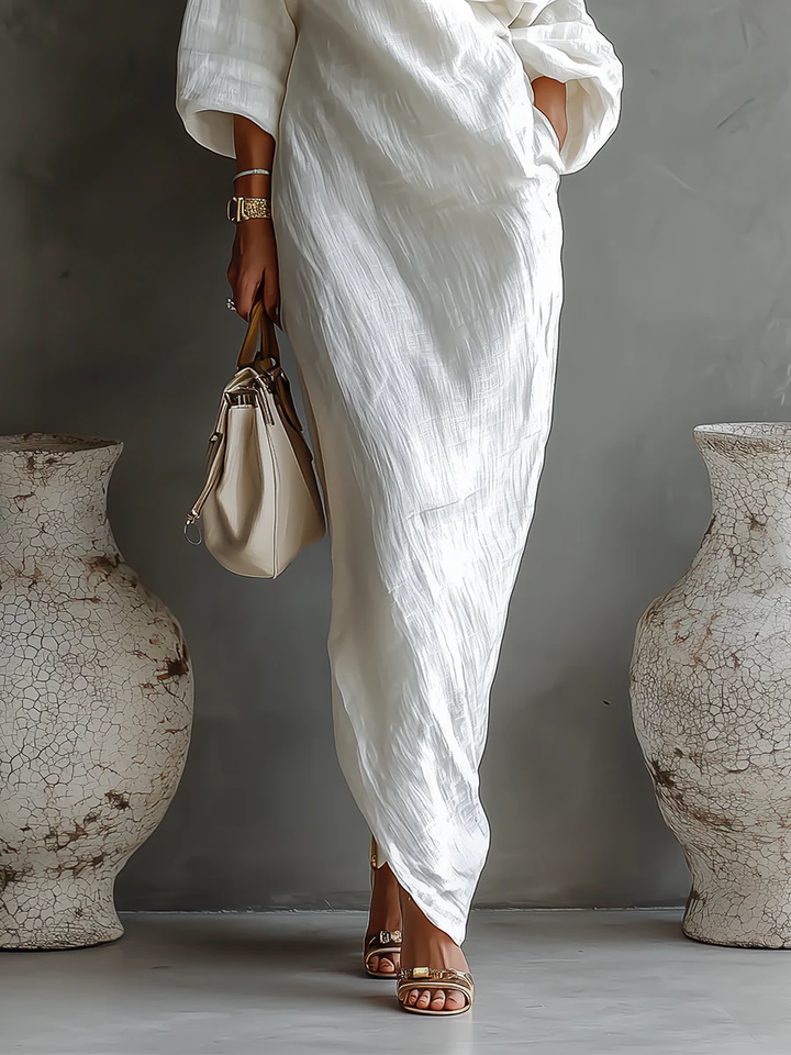 Elise™ | Vestido Maxi Elegante de Un Hombro en Blanco
