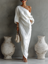 Elise™ | Vestido Maxi Elegante de Un Hombro en Blanco