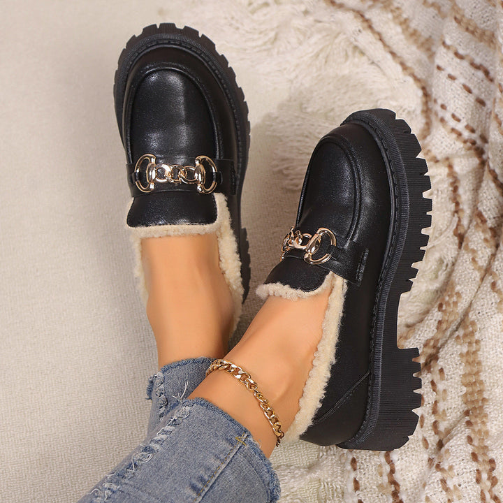 Ella™ - Mocasines Gruesos Cálidos y Cómodos con Forro de Forro Polar