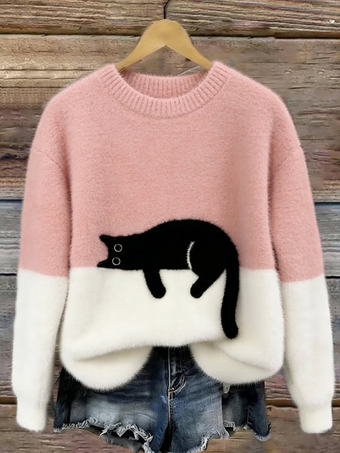 Aileen™ | Maglione Oversize con Stampa di Gatto Elegante