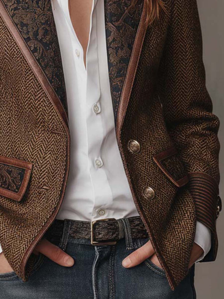 Blazer da Donna in Pannello Stampa Herringbone