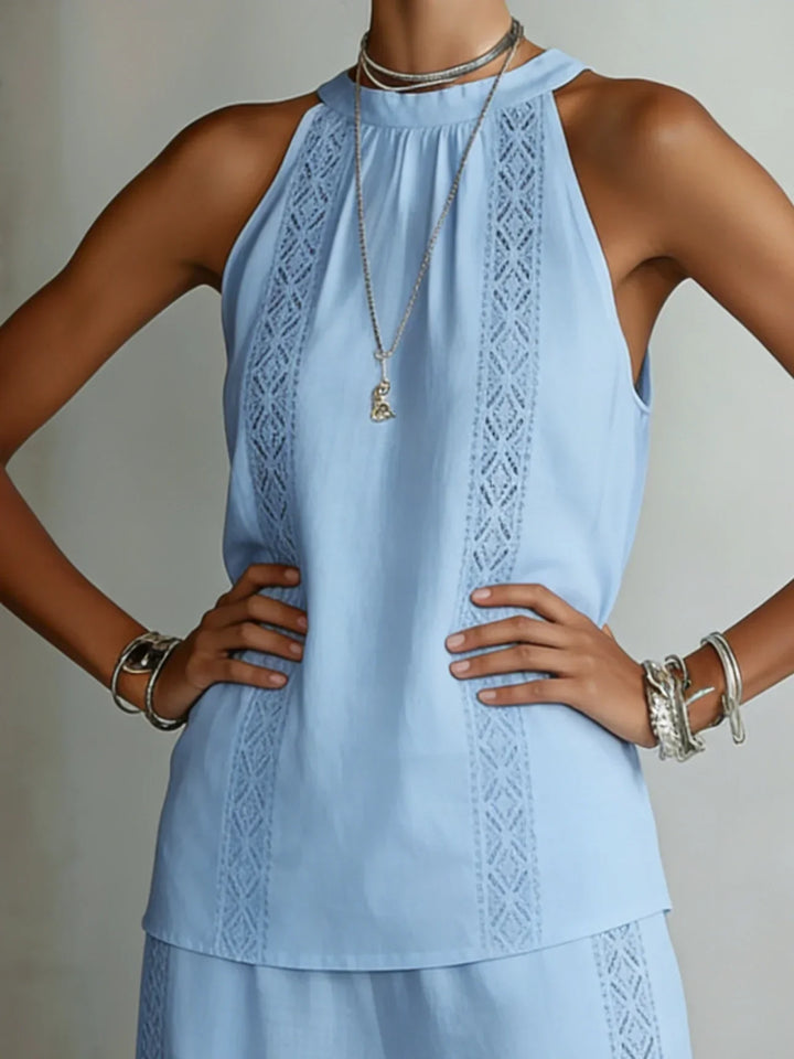 Camilla | Conjunto de Dos Piezas de Lino Elegante con Cuello Halter