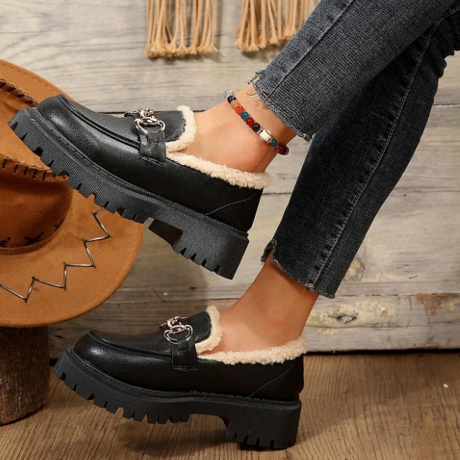 Ella™ - Mocasines Gruesos Cálidos y Cómodos con Forro de Forro Polar