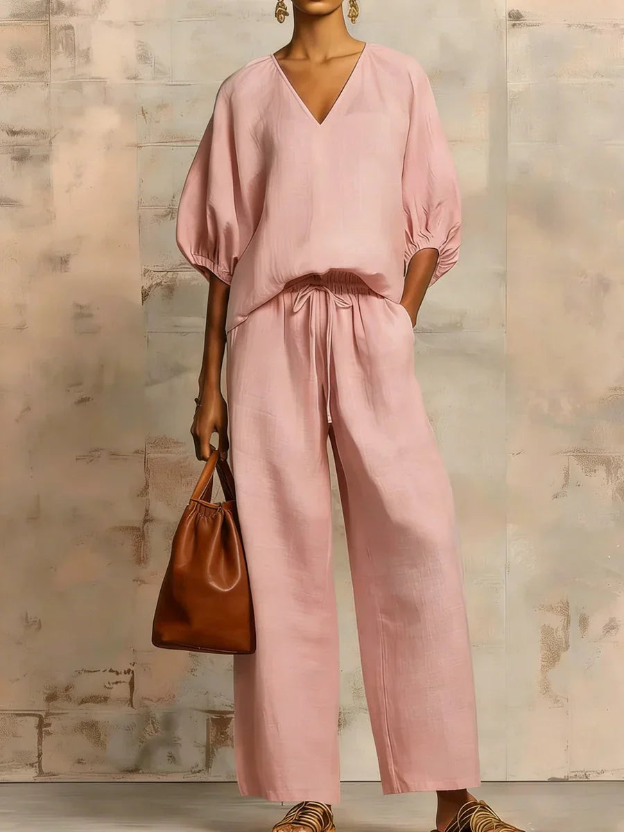 Valencia | Conjunto de dos piezas de lino elegante y relajado
