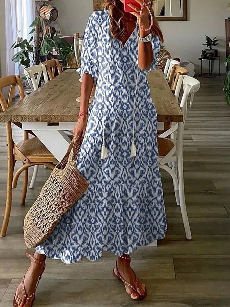 Lana - Vestido Maxi Boho que Realza la Silueta