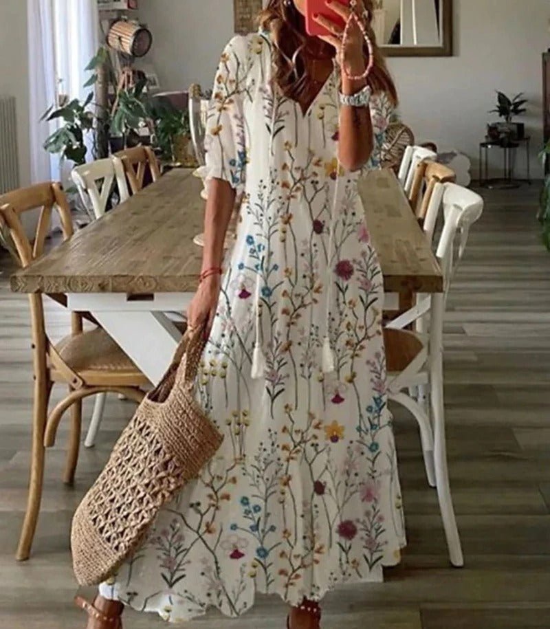 Lana - Vestido Maxi Boho que Realza la Silueta