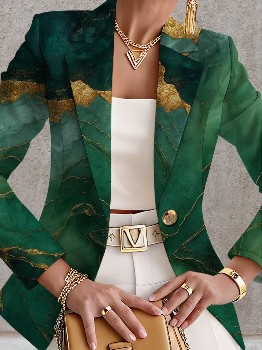 Honorine™ | Blazer in Marmo Verde Smeraldo