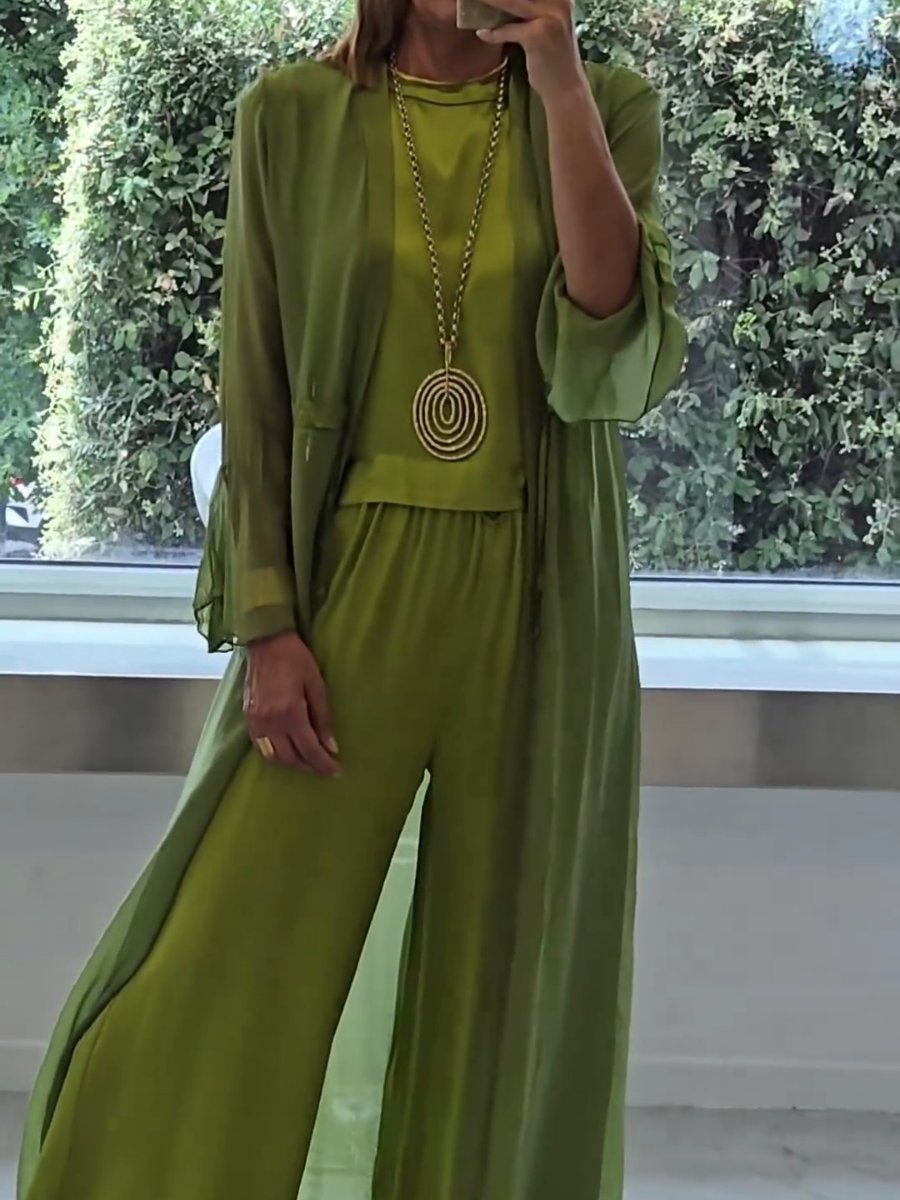 Margaret | Elegante Conjunto de Verano de Tres Piezas con Pierna Ancha