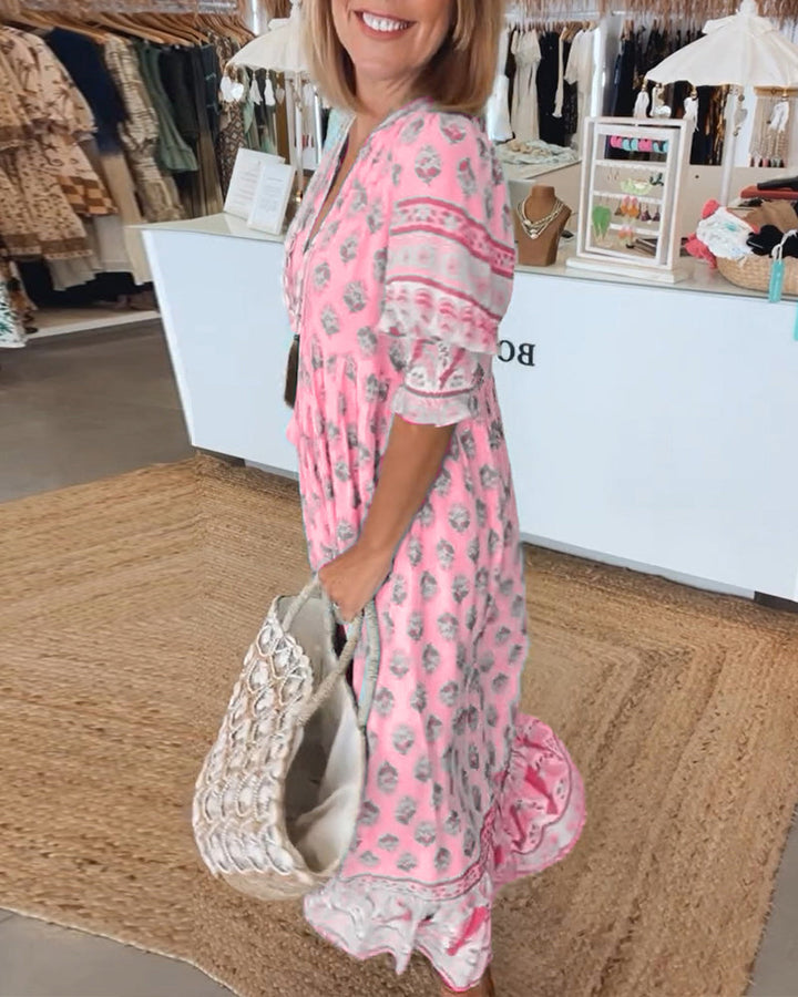 Peyton – Vestido Bohemio de Manga Larga con Lanternas