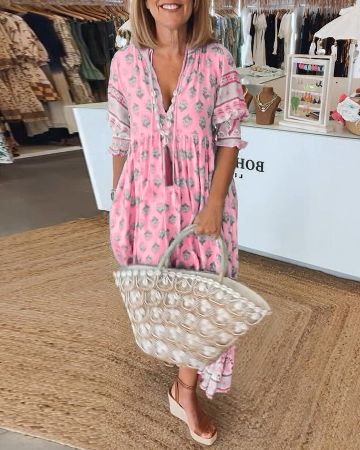 Peyton – Vestido Bohemio de Manga Larga con Lanternas