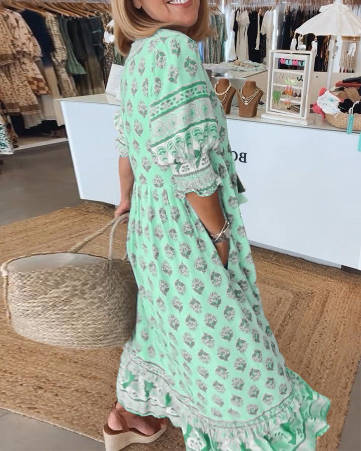 Peyton – Vestido Bohemio de Manga Larga con Lanternas