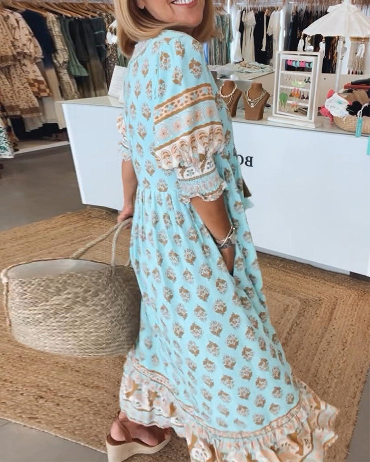 Peyton – Vestido Bohemio de Manga Larga con Lanternas