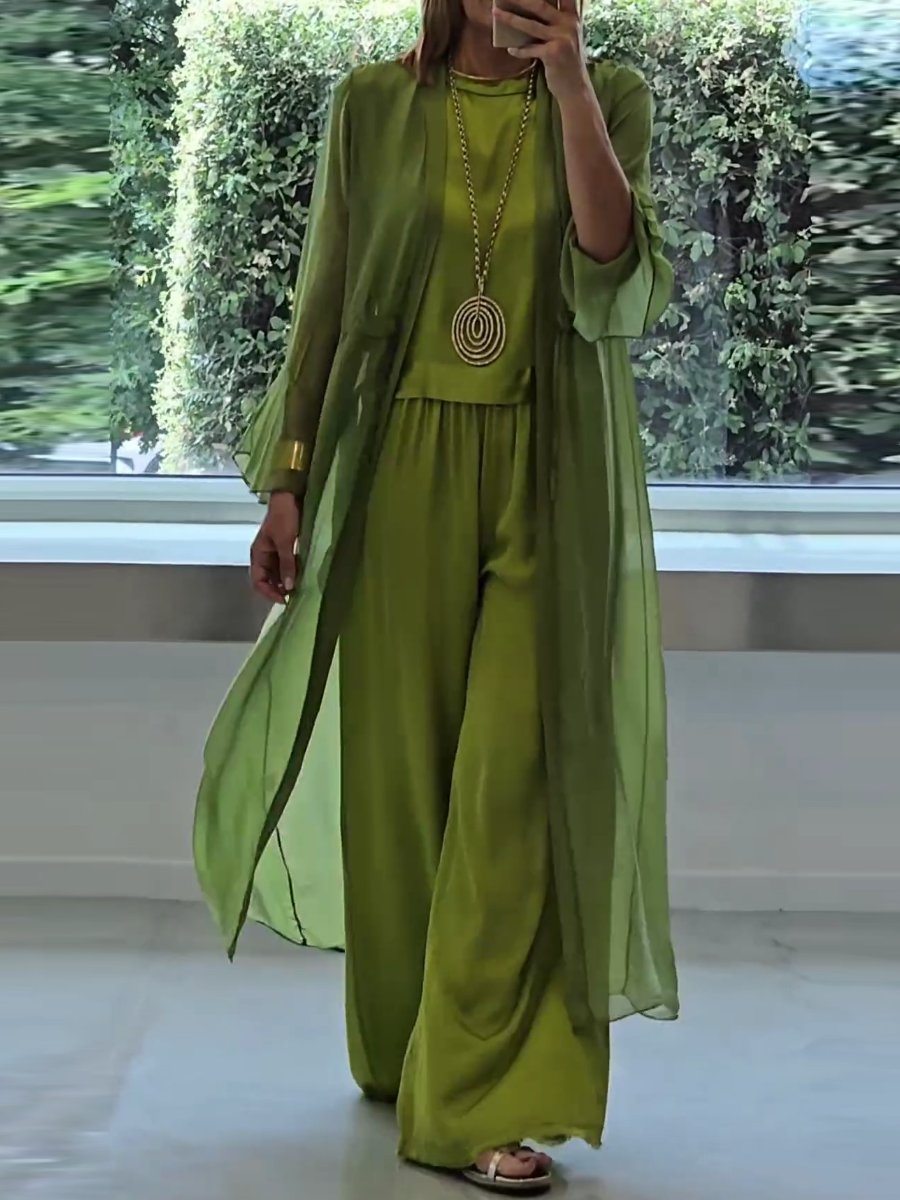Margaret | Elegante Conjunto de Verano de Tres Piezas con Pierna Ancha