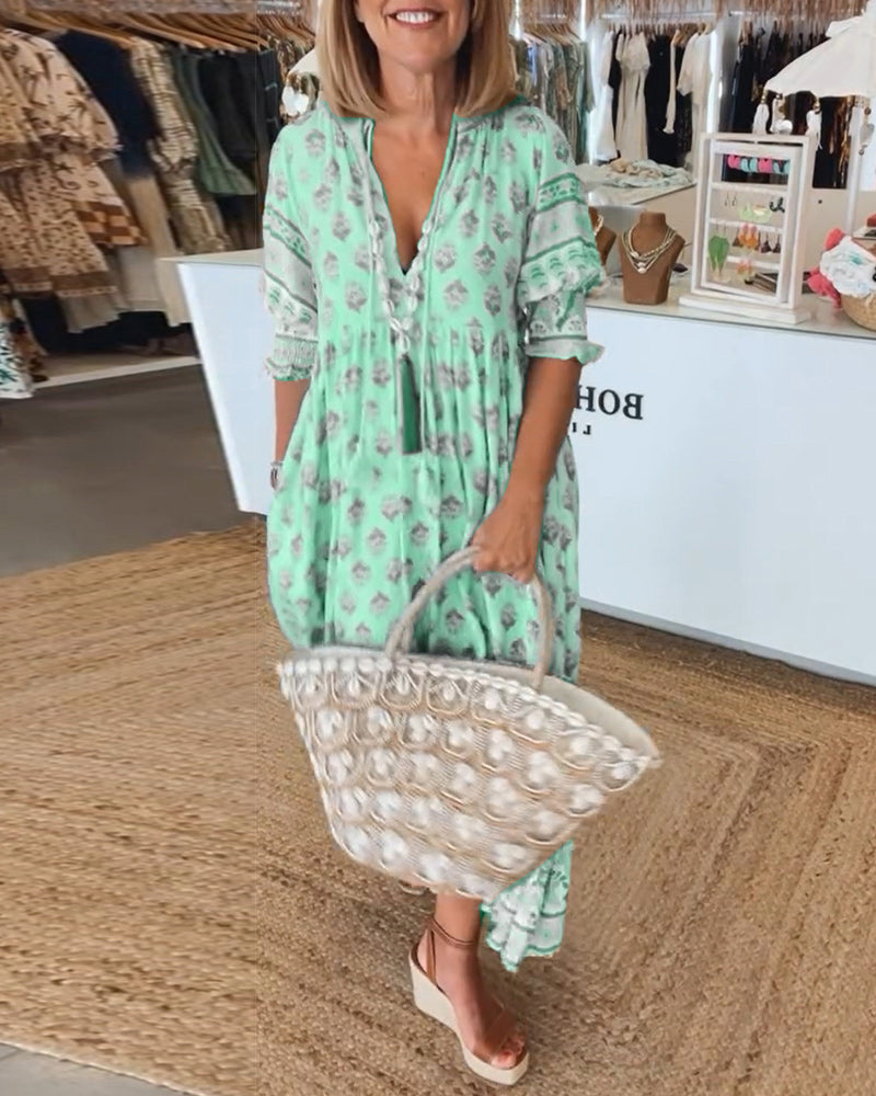 Peyton – Vestido Bohemio de Manga Larga con Lanternas