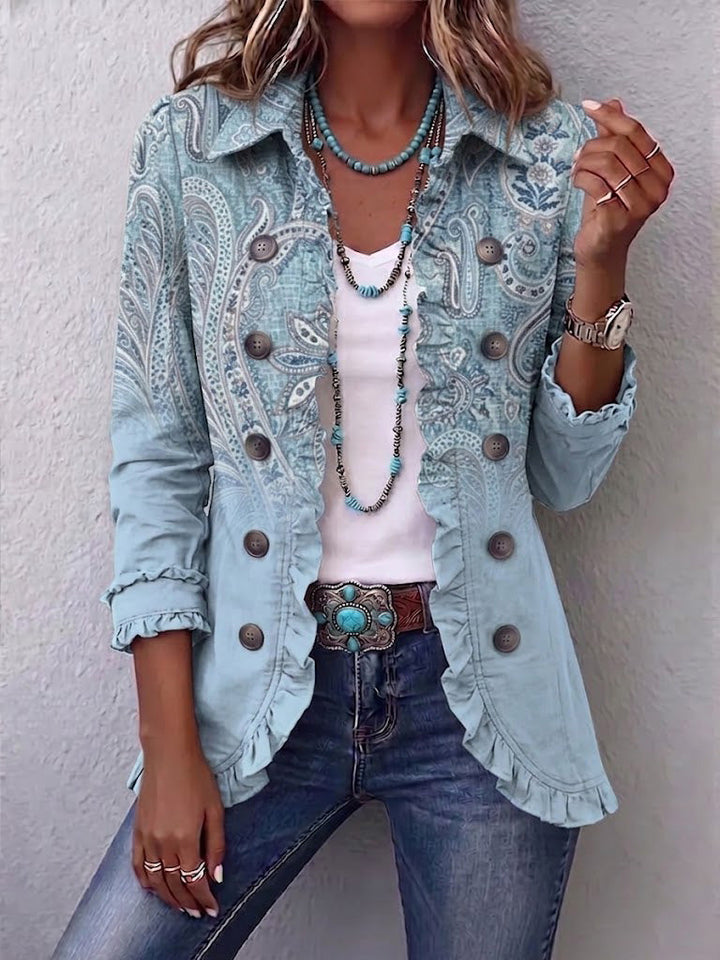 Estrella™ | Giacca Arricciata con Stampa Paisley Vintage