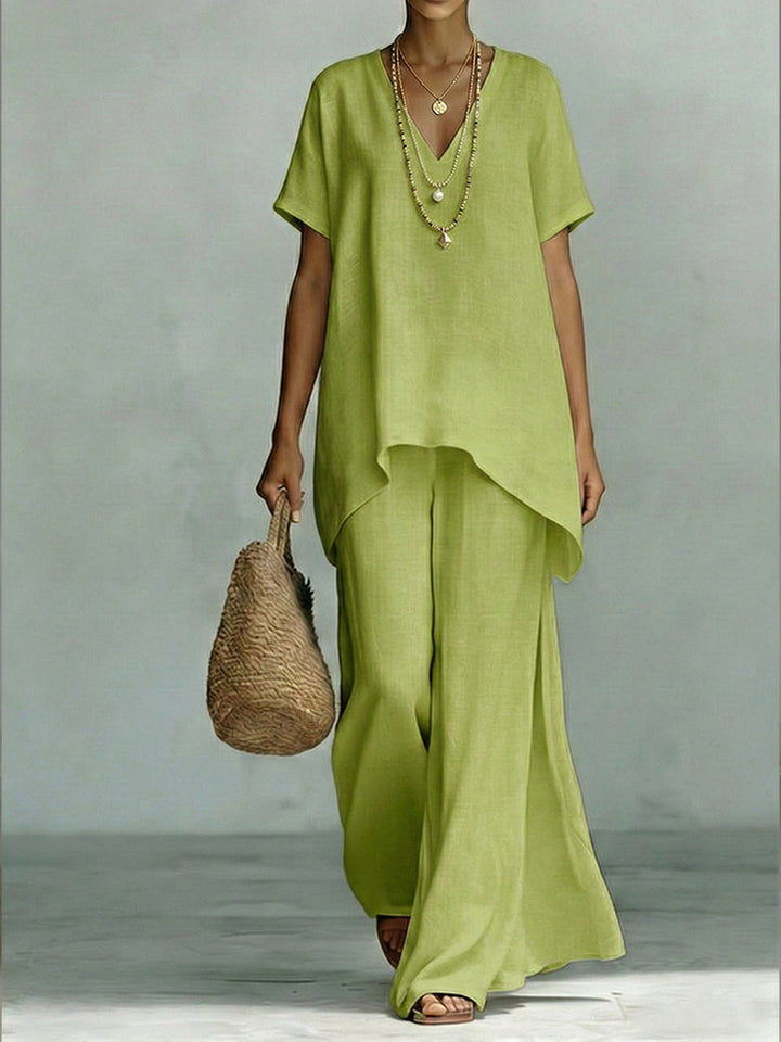 Elenia | Conjunto Elegante de Lino y Algodón de Dos Piezas