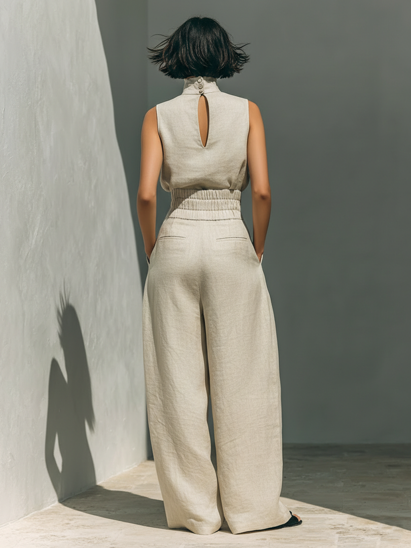 Ariana | Conjunto Elegante de Lino de Pierna Ancha