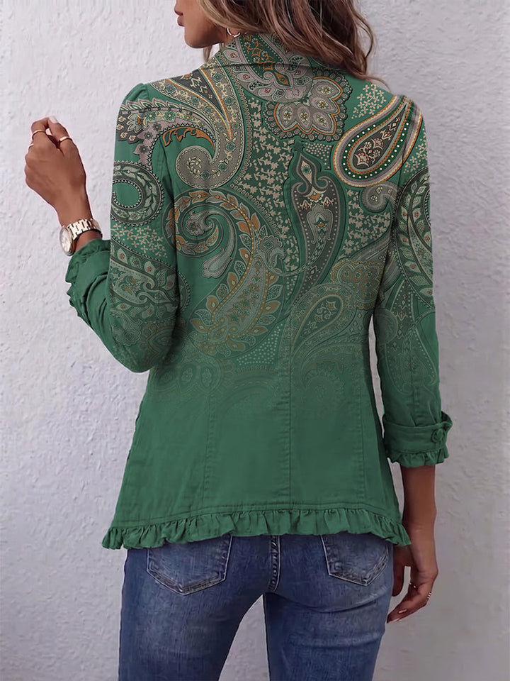 Jemara™ | Giacca Arricciata con Stampa Paisley Bohemien