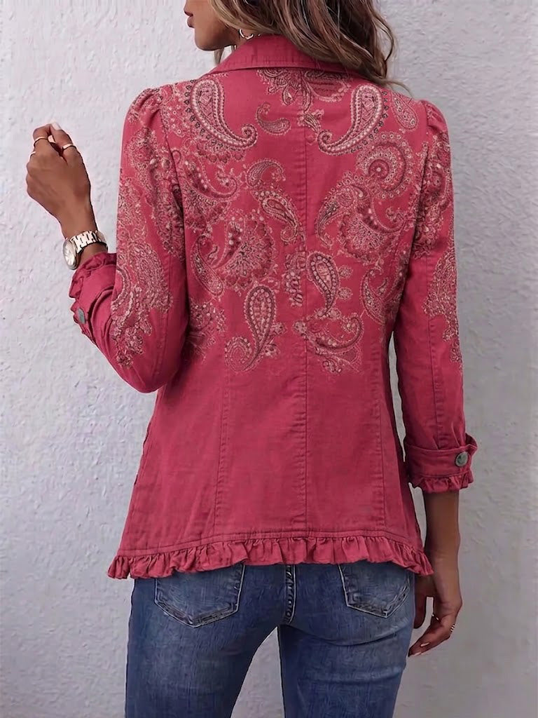 Anouk™ | Giacca Arricciata con Stampa Paisley Vintage