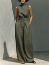 Ariana | Conjunto Elegante de Lino de Pierna Ancha