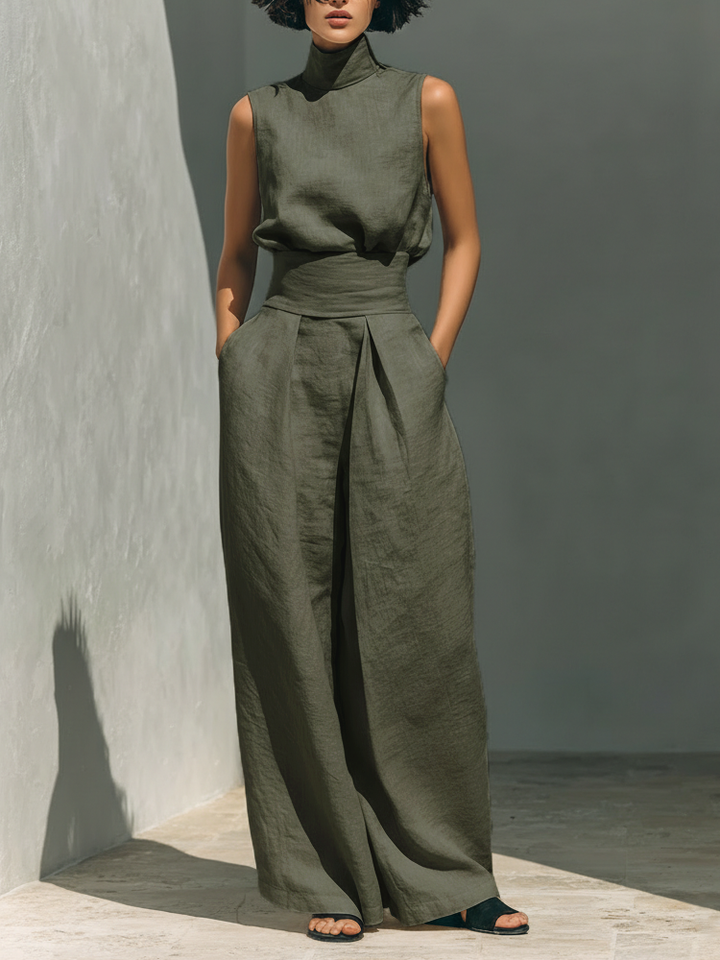 Ariana | Conjunto Elegante de Lino de Pierna Ancha