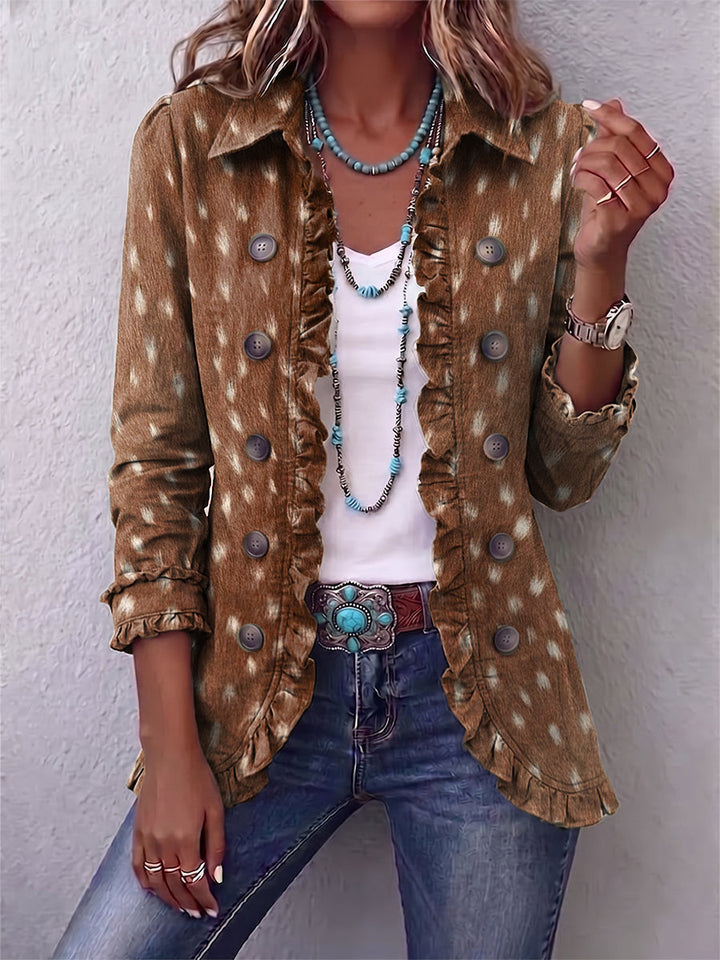 Nolinda™ | Giacca Arricciata con Stampa Animale Bohemien