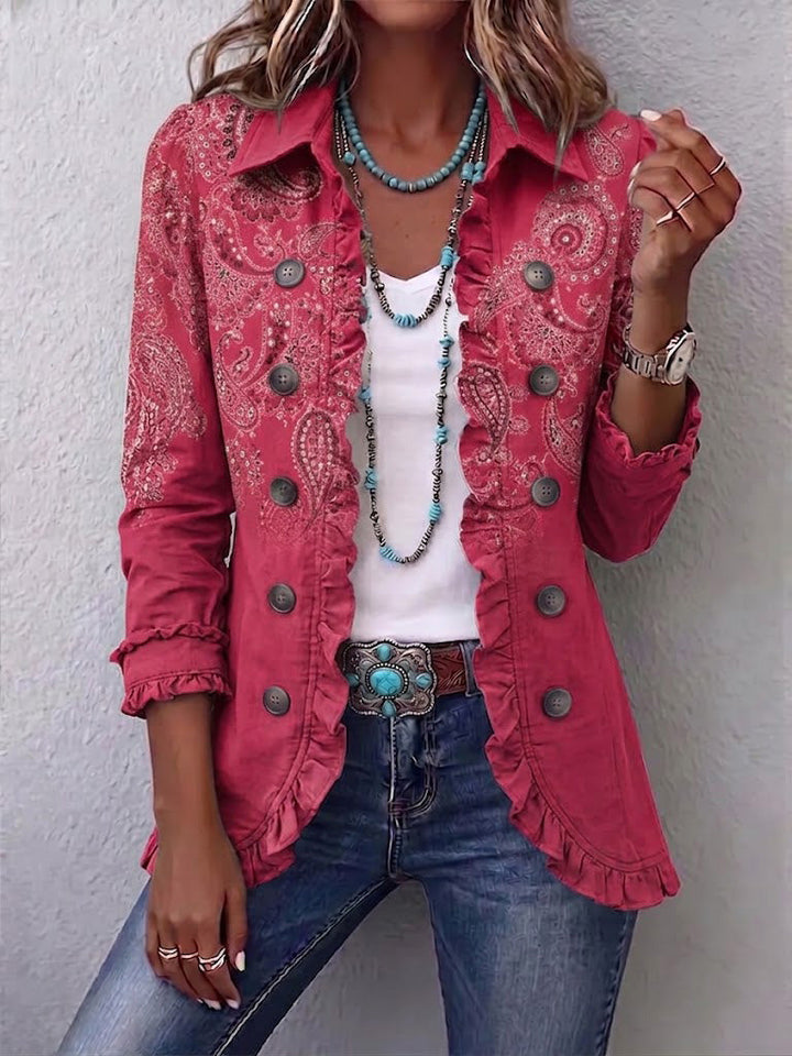 Anouk™ | Giacca Arricciata con Stampa Paisley Vintage