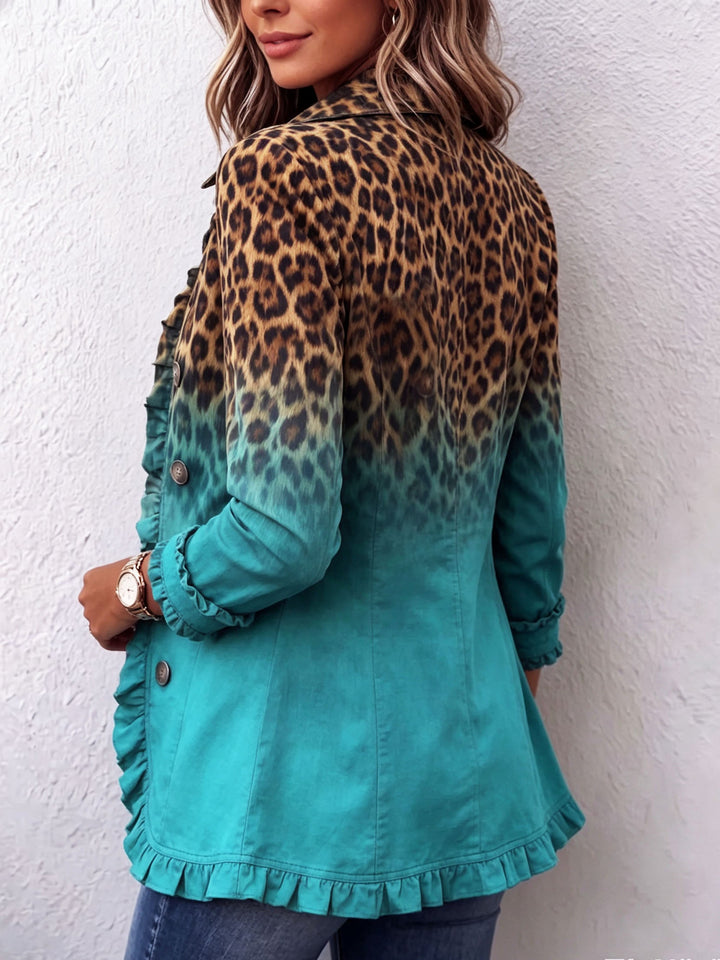 Elspeth™ | Giacca Blazer con Volant in Ombre di Leopardo