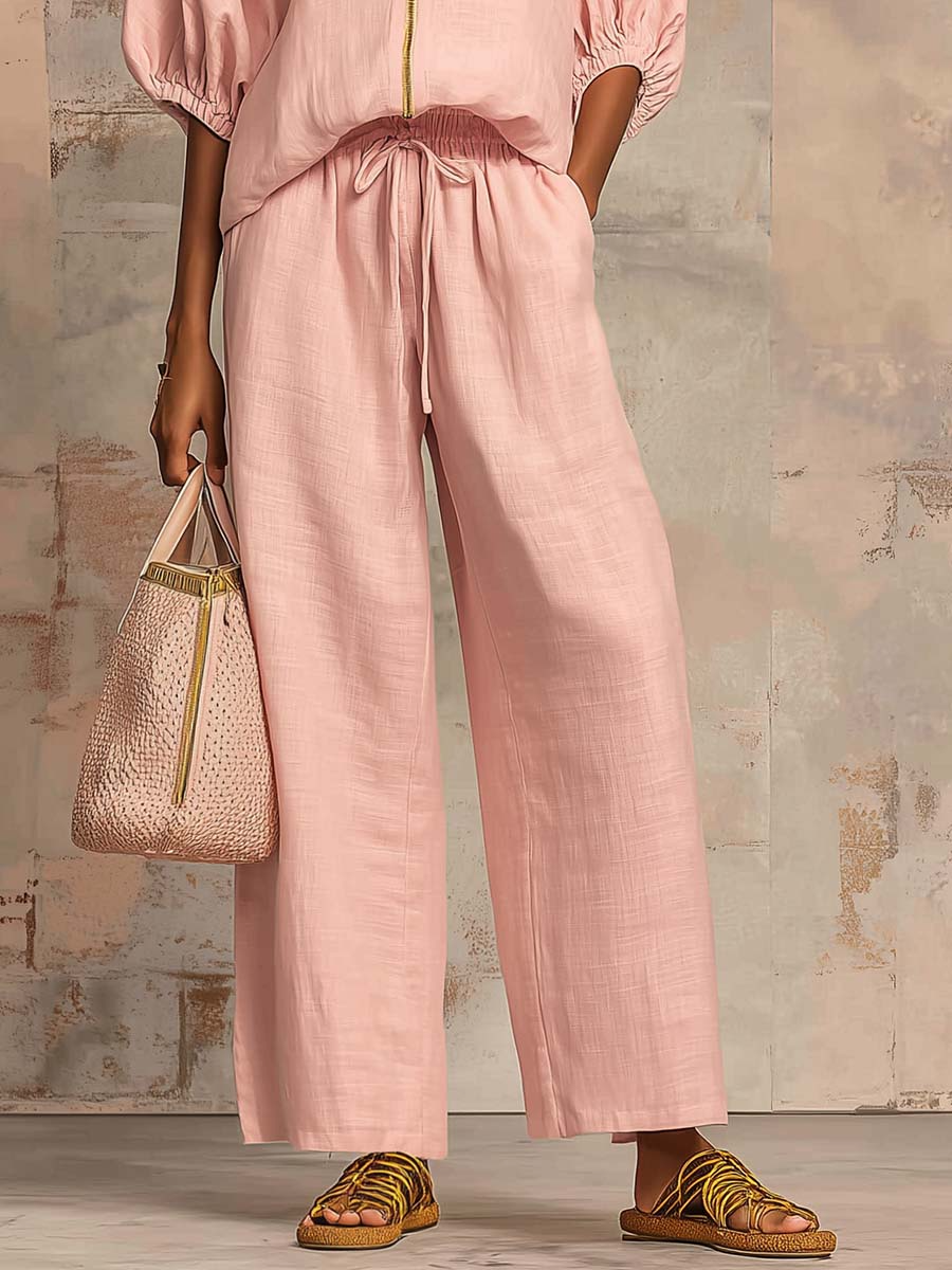 Léonie | Conjunto Elegante de Algodón y Lino de Dos Piezas