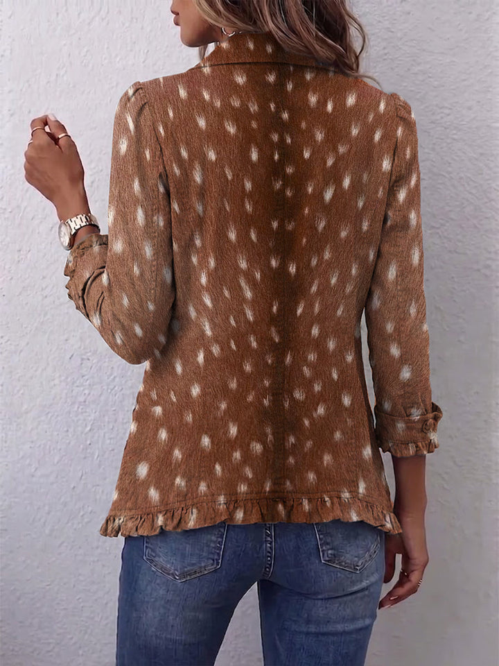 Nolinda™ | Giacca Arricciata con Stampa Animale Bohemien