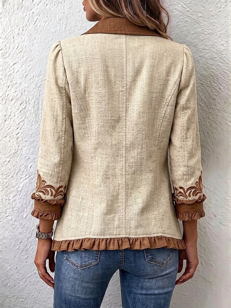 Dawncroft™ | Giacca Vintage Bohemia con Volant Floreali