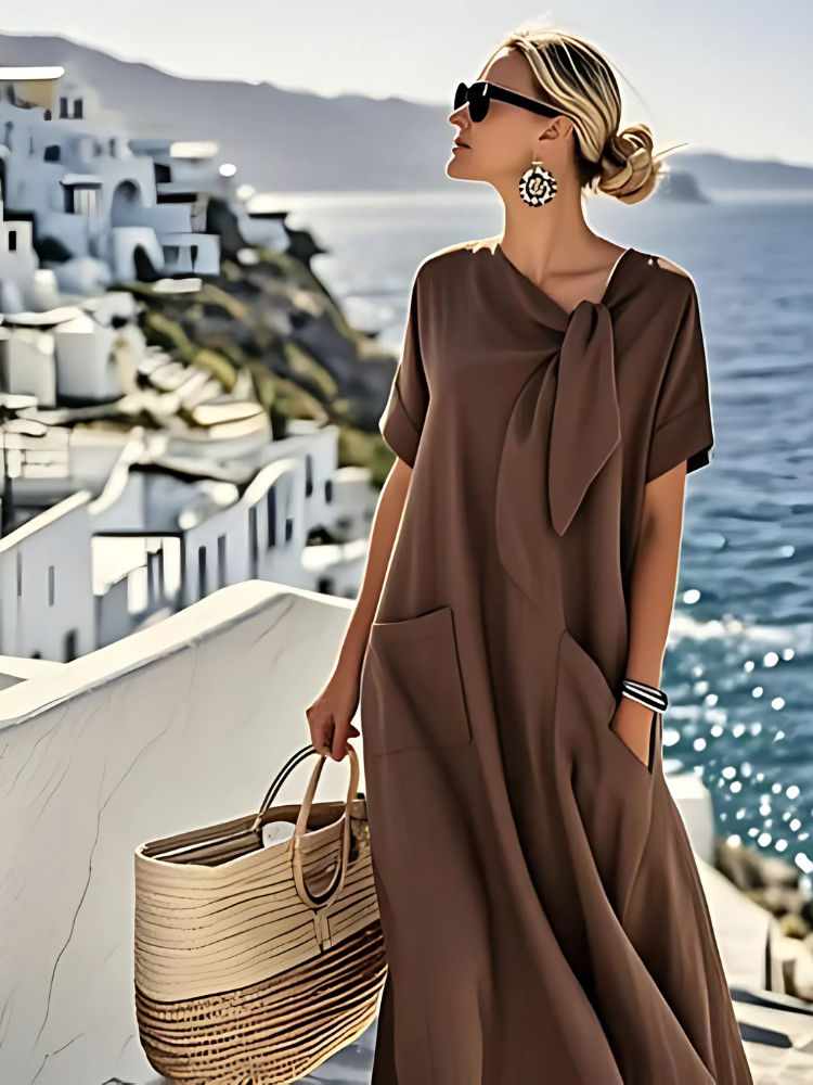 Janet | Elegant Loose Fit Summer Maxi Dress with Pockets