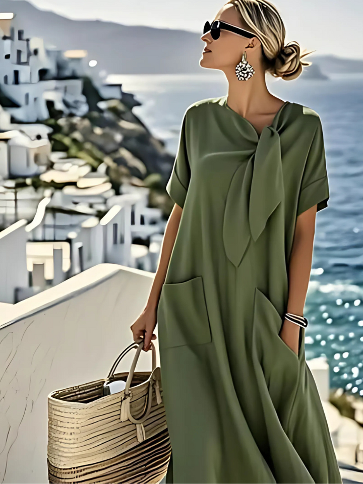 Janet | Elegant Loose Fit Summer Maxi Dress with Pockets
